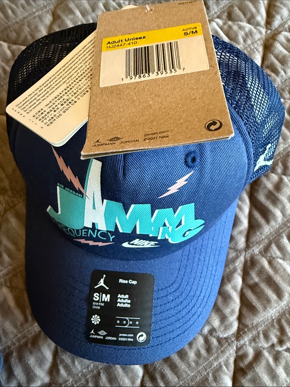 Nike Kids Navy Mesh Back Cap with Teal and Pink Graphic